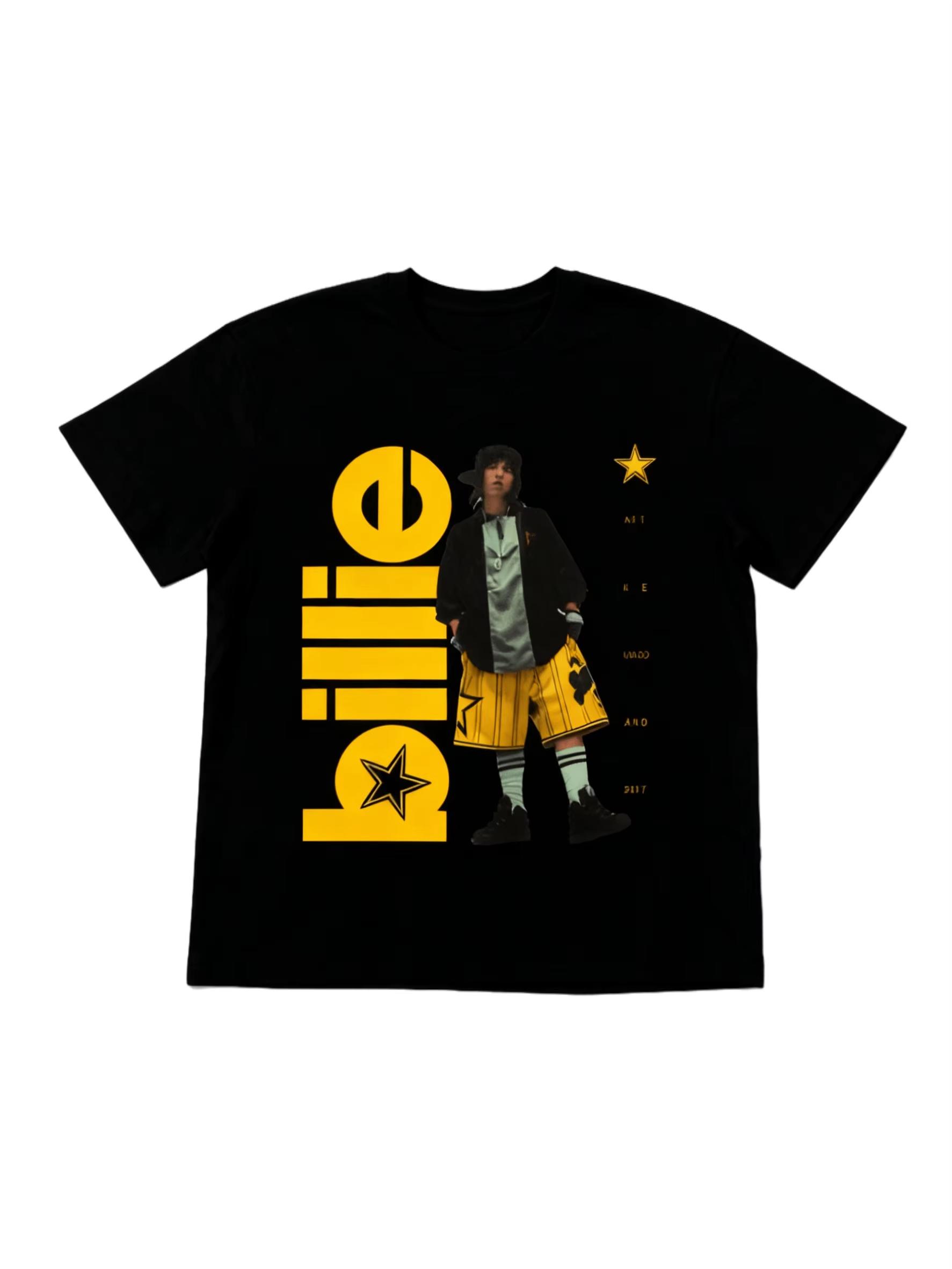 

Билли Айлиш Летняя футболка с принтом звезд, повседневная мода, для мужчин и женщин, свободная уличная одежда, чистый хлопок, унисекс 2XL