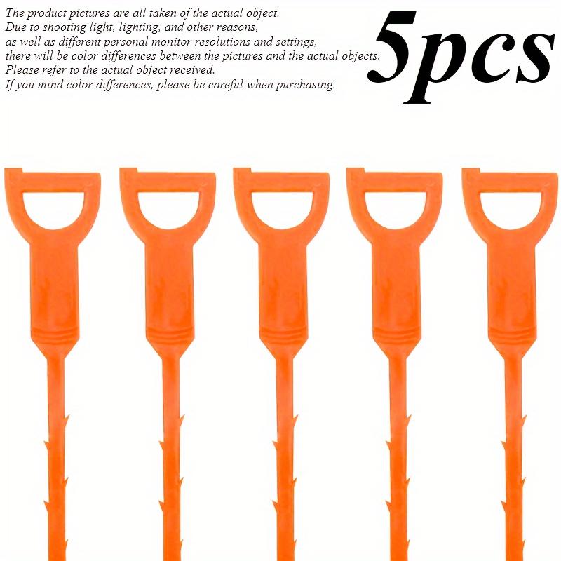 5-Pack Barbed Design Plastic Drain Clog Remover, Semicircle Handle Hair Catcher for Shower, Kitchen Sink, Bathtub, Bathroom Pipes Cleaning Tool
