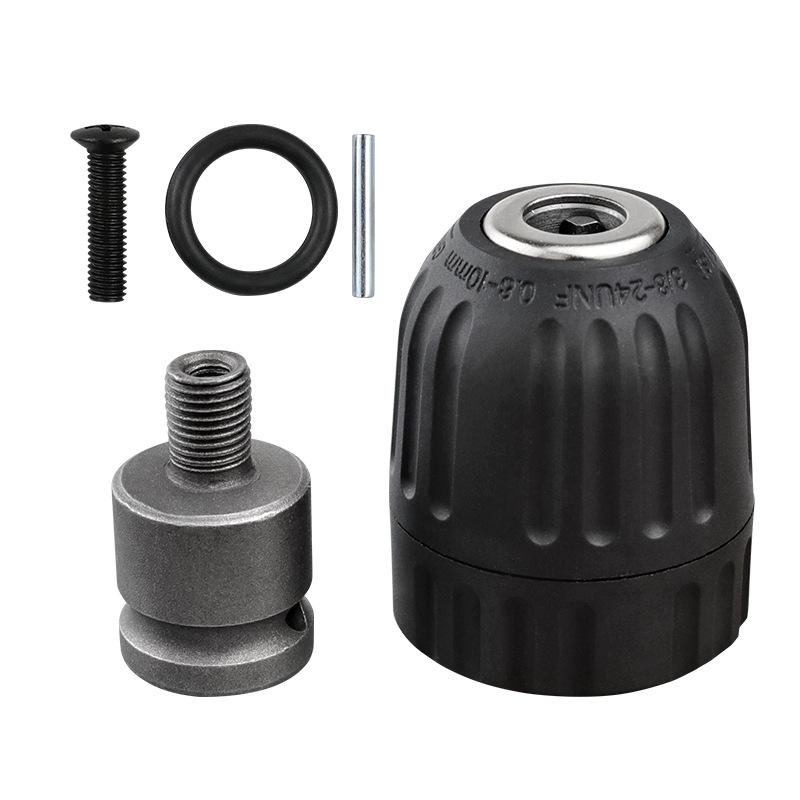 5-Piece 3-Jaw Drill Chuck Conversion Set: Clamping 0.8-10mm for Lithium Electric Wrench To Drill Chuck Adapter