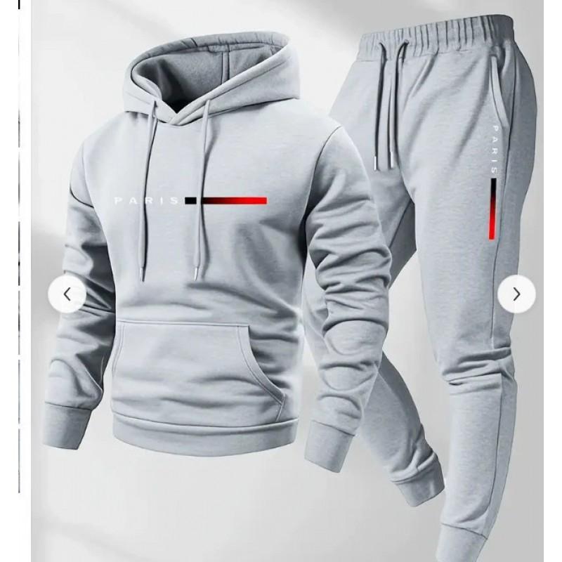 Set Tuta Sportiva Casual da Uomo con Felpa con Cappuccio Oversize Pantaloni Jogger Misto Cotone