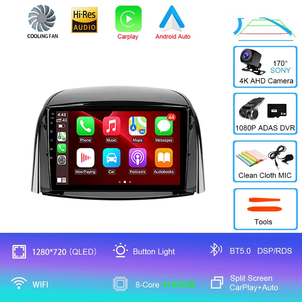 Car Radio Android 14 Carplay For Renault Koleos 2008 - 2016 Navigation Multimedia Player Stereo WiFi+4G Video Auto DVD 360Camera