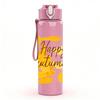1PC Happy Autumn Fall Text Art Pattern 750ml Color Plastic Sports Water Bottle Leakproof Flip Straw Lid Suitable for Sports Office Home Use
