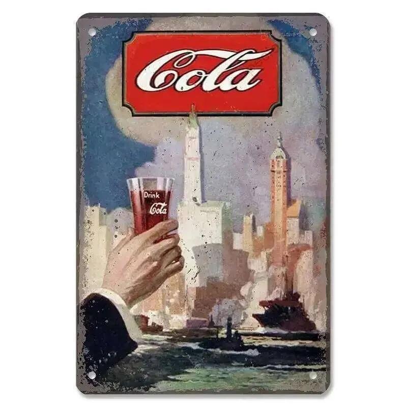 Vintage Metal Tin Signs Soft Drinks Poster with Retro Girls Drinking Cola Bottles Perfect Wall Decor for Bar Pub Club Res 26T0104 26T0104