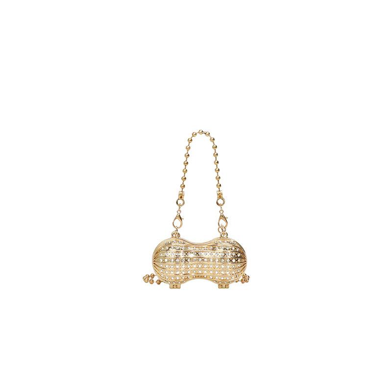 

Fashion Mini Metal Peanut Crossbody Bag Women s Single Shoulder Chain Bag Trendy Personality European American Style Evening Bag золотой