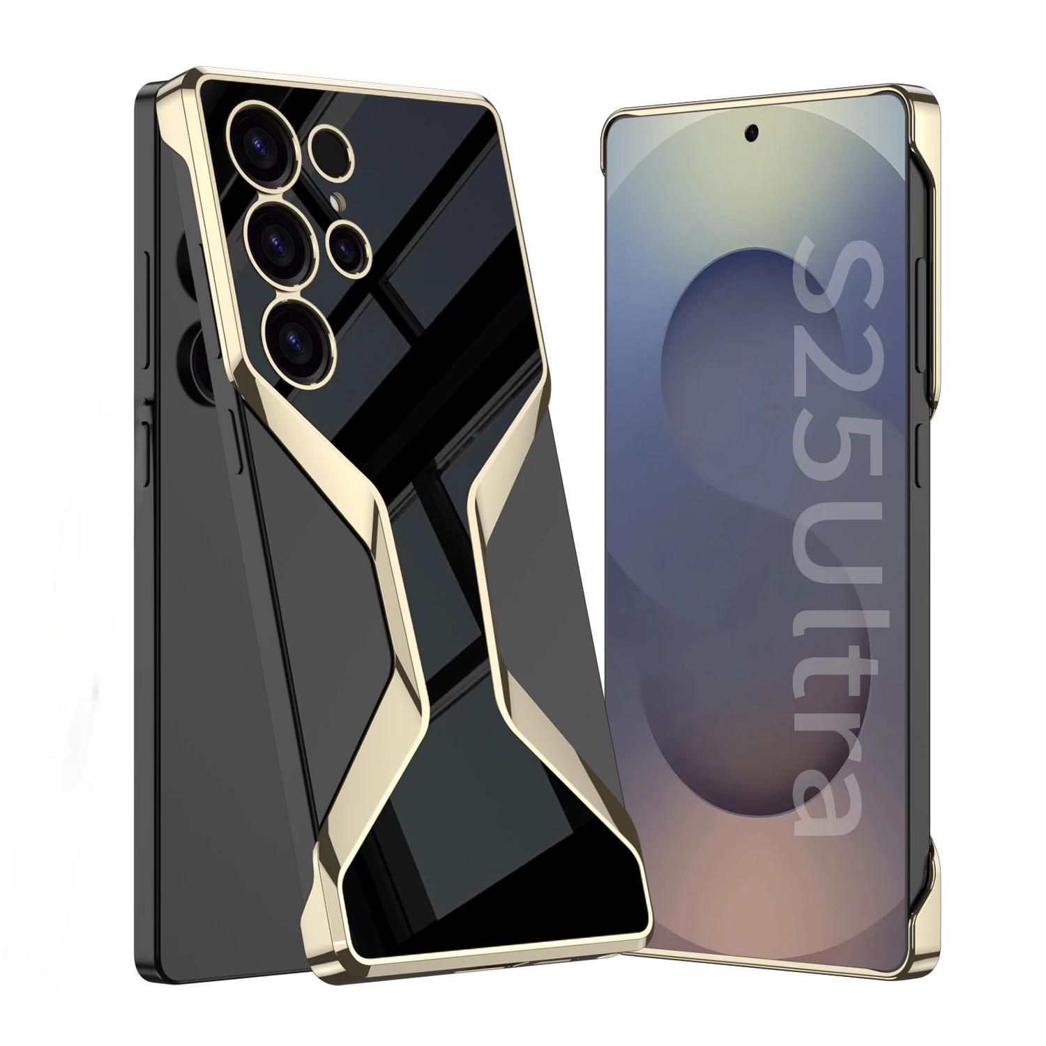 

Гальванизированный кожаный чехол для телефона Galaxy S25 Ultra для Samsung Galaxy S25 Ultra Гальванизированный пластиковый жесткий защитный чехол на заднюю панель Galaxy S25 Ultra