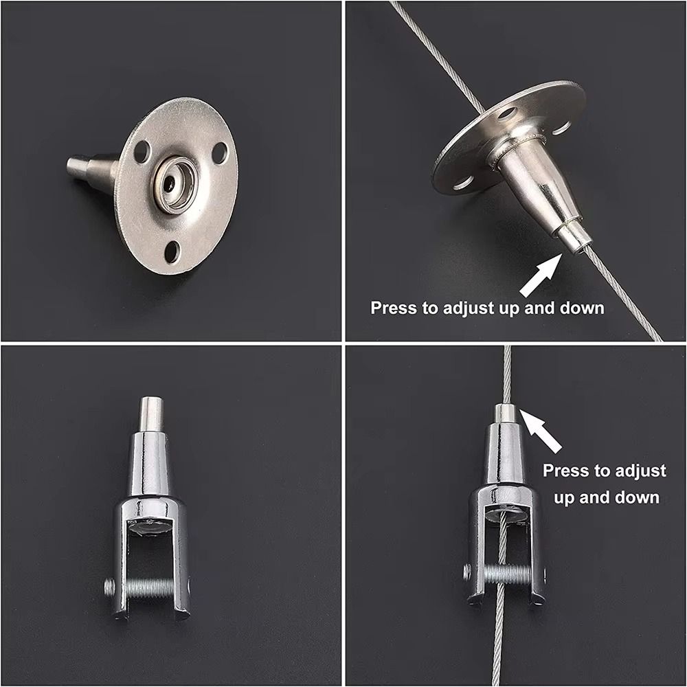 1Pcs Adjustable Spring Hook Wire Rope Suspension Kit for Lighting Fixtures and Picture Decoration