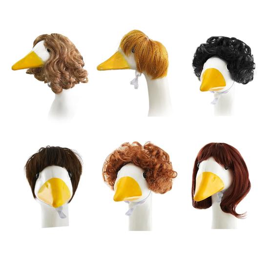 3 Pcs Porch Goose Braid Wig Outdoor Goose Statues Outfit Accessories