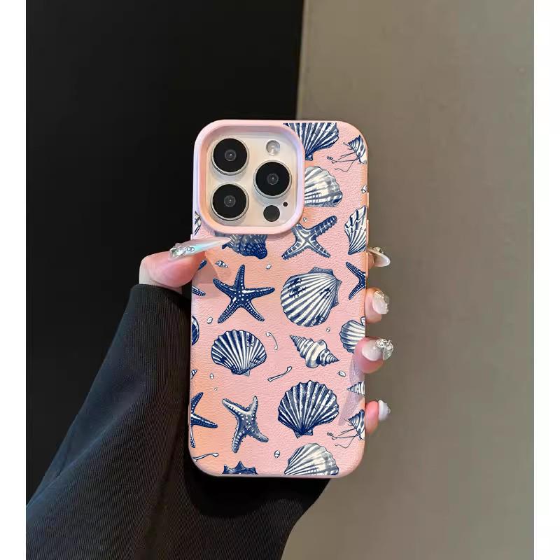 Blue Fashion Starfish Silicone Phone Case For iPhone 17 13 15 16 14 12 11 Pro Max Pro 16E Plus Shockproof Lichee Pattern Covers