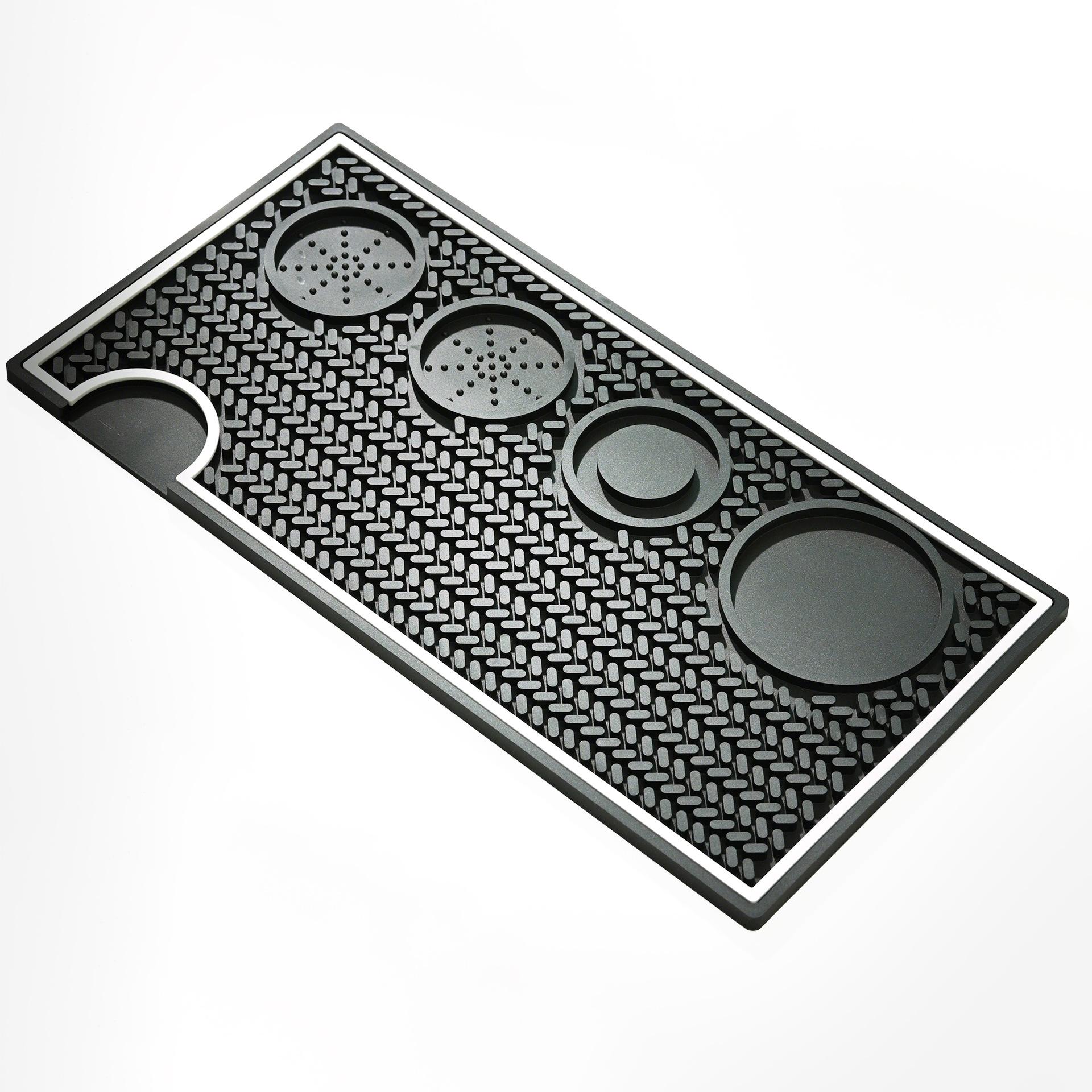 

New, multi-functional PVC coffee powder pad thickened white edge square coffee bar mat non-slip coffee tool pad