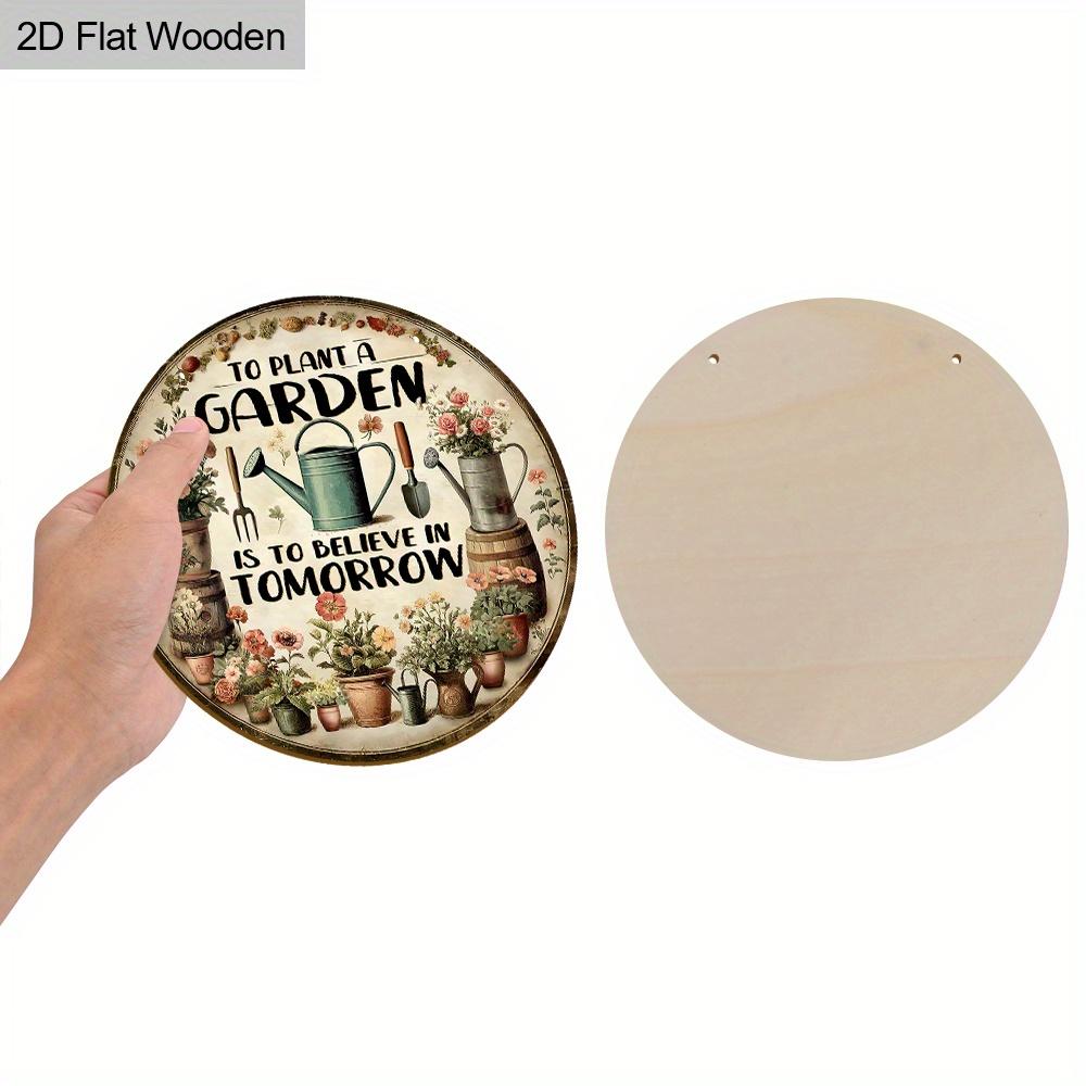 Vintage Gardening Wooden Sign, Charming Round Sign for Garden & Front Door, Wall Hanging Decor - Ideal Gift for Plant Lovers