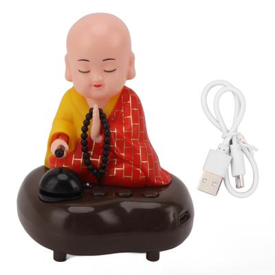 Little Monk Figurine USB Charging 6 Songs Music LED Nodding Chinese Little Buddha Monk Statue Car