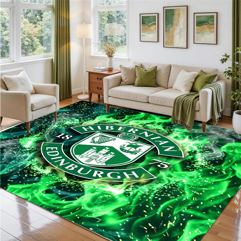 Hibernian FC Design Crystal Velvet Rug Soft Decorative Mat for Bedroom Entrance
