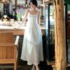 New unique beautiful gentle temperament long dress summer wear French white suspender dress women's summer
