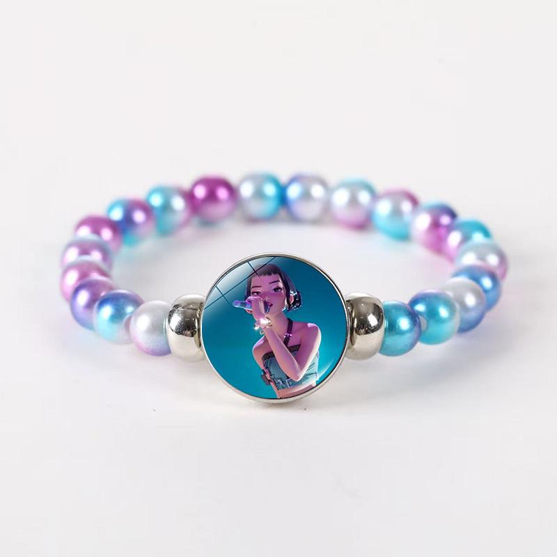 Ins Style Cartoon Beaded Bracelet, 2025 Spring New Glass Charm Jewelry, Unisex Handmade Gift for Travel Souvenir, 16+6cm Adjustable Chain