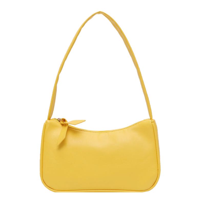 Small yellow bag summer new design retro simple armpit bag portable small bag baguette bag