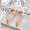 Strass mit Schleife Damen Schuhe Quadratische Zehenpartie Slipper Damen Flats Frühlingstrend Hohe Qualität Mode Elegant Kleiderschuh