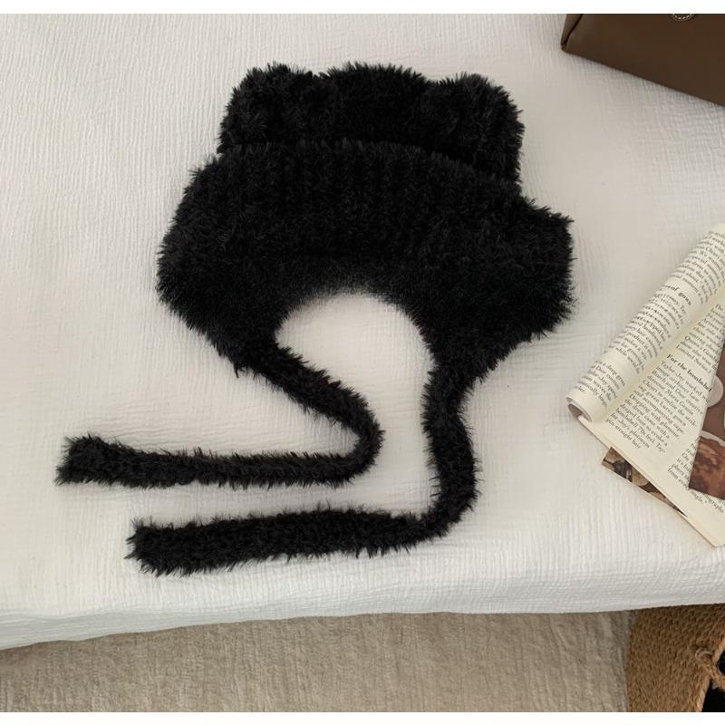 Plush Bear Hat Women's Winter Thickened Warm Knitted Hat Ear Protection Warm Wool Hat Windproof Cycling Lei Feng Hat