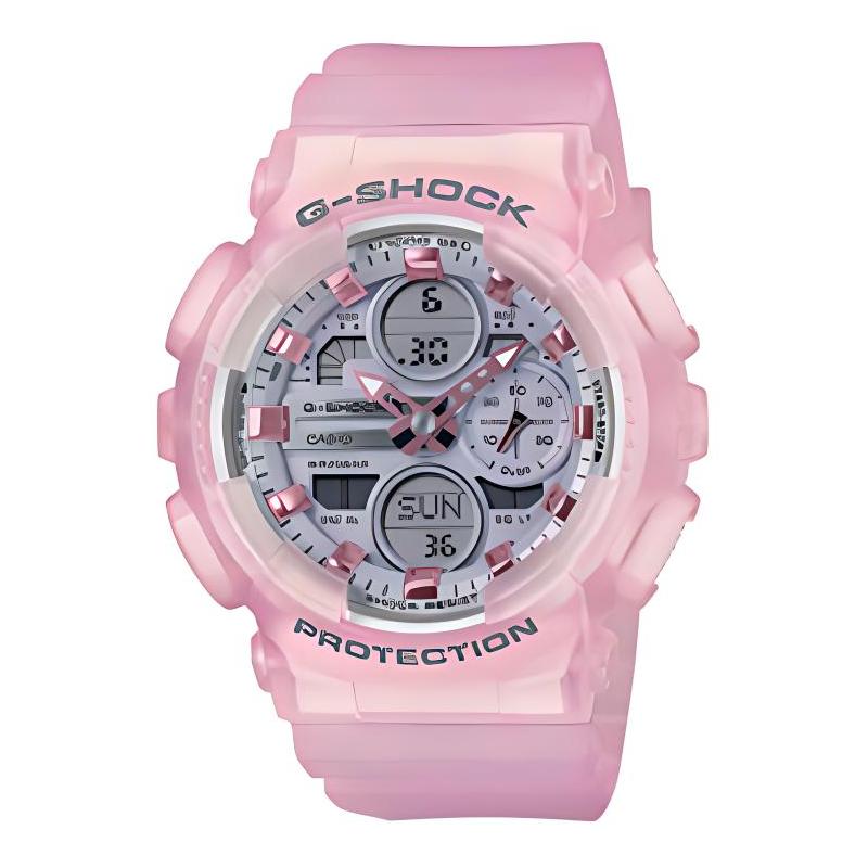 CASIO LCD/pointer dual display series, waterproof 200 meters, Quartz, resin strap, , same style for men and women, white dial GMA-S14ONP-4A