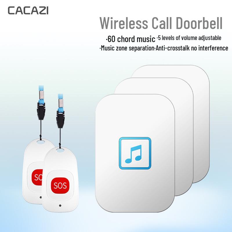 Wireless Long-Distance Emergency Doorbell for Elderly and Patients - Three-in-One Remote Caller Device белый
