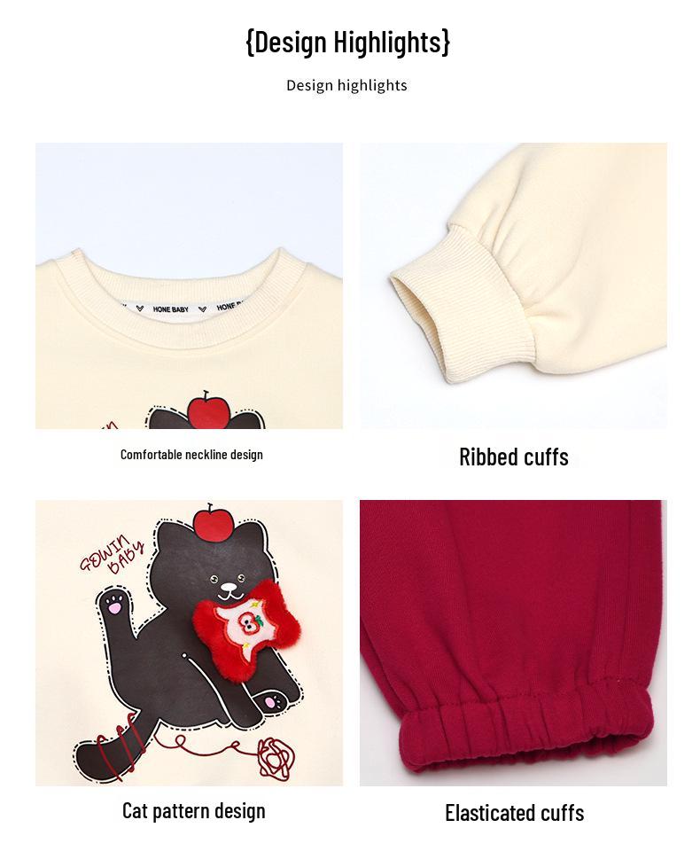 Toddler Girl Autumn Cartoon Sweatshirt and Jogger Pants Set