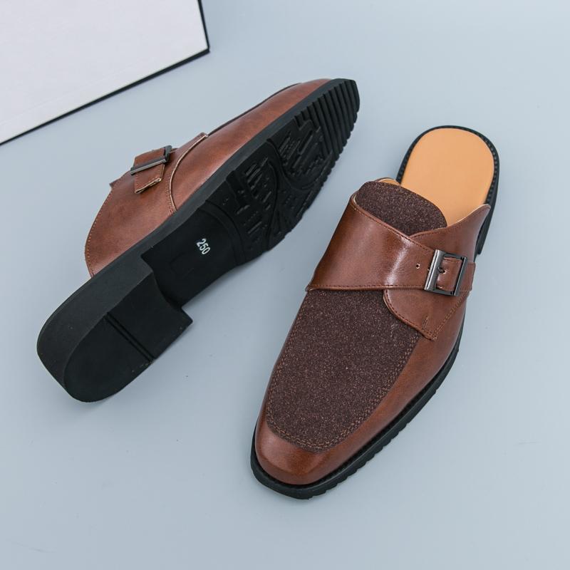 Fashion Male Half Walking Shoes for Men All-match Mules Casual Designer Shoes Fashion Loafers Mens Slip on Half Drag Classic Slippers