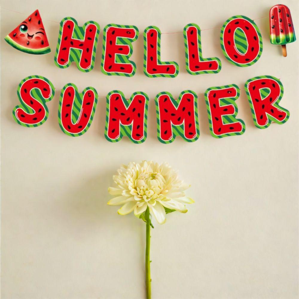 Paper Hello Summer Banner Festival Watermelon Spiral Hanging Flag  Party Favors