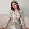 Cross-border European and American summer new temperament floral dress waist including suspenders fairy hip skirt women's clothing