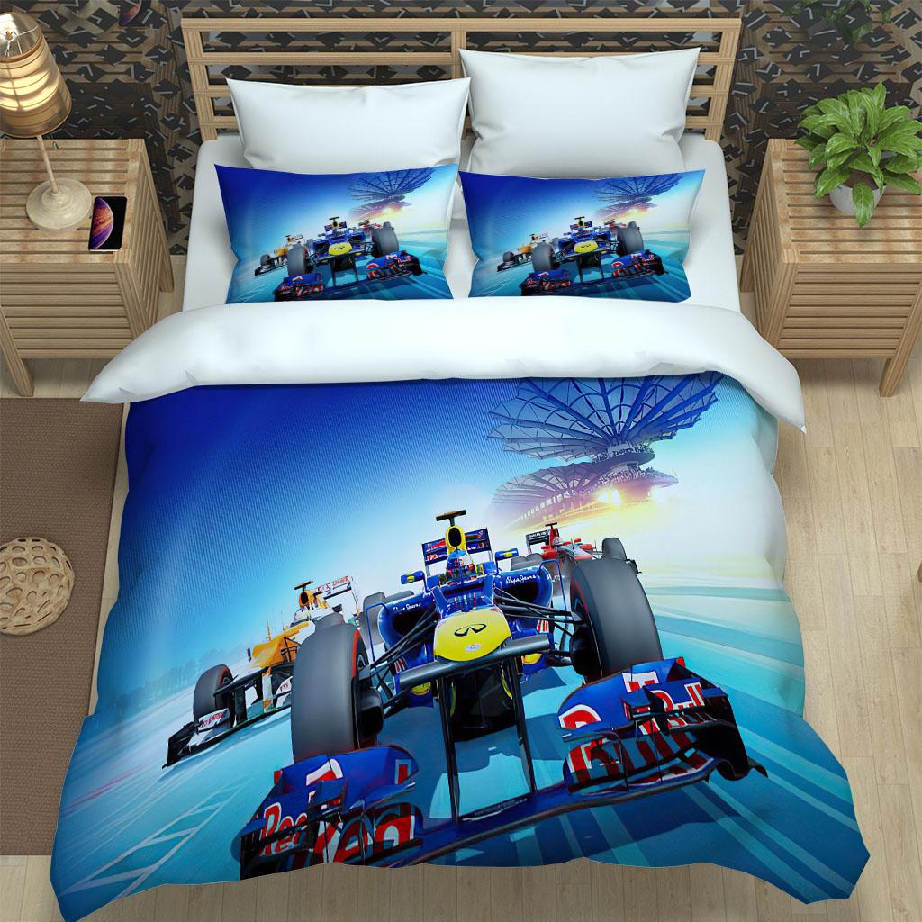 Bettwäsche-Set 200X220 Rennwagen 3D Bettbezug, 3-teilig Schlafzimmerdekoration Bettwäsche Einzel Doppel King Teenager Kinder Erwachsenenzimmer