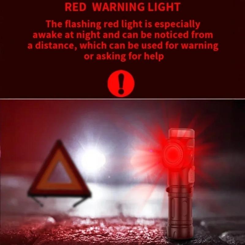 Rechargeable LED EDC Flashlight with 90° Rotate Head Pocket Torch Magnetic Base for Camping, Working, Outdoor, Hiking, Emergency