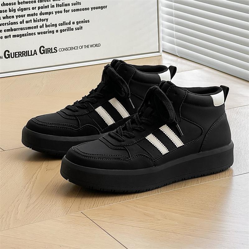 

Men s shoes spring and autumn 25 new men s casual shoes black sports shoes platform casual white shoes high-top flat shoes 44 чёрный