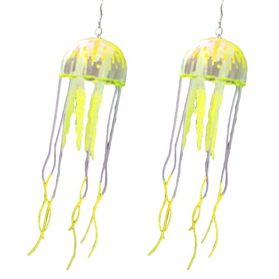 1 Pair Holiday Earrings Jellyfish-shaped Fine Exquisite Silicone Chic Flowy Bright Color Long for Club