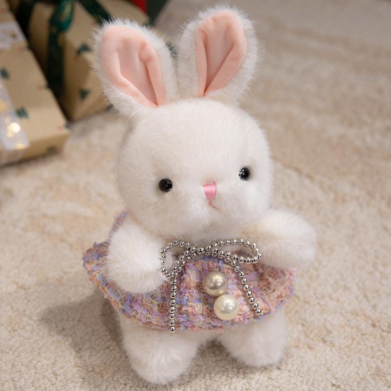 Cute Sitting Position Little Rabbit Plush Toy Floral Skirt Rabbit Doll Grab Machine Doll Girl Birthday Gift