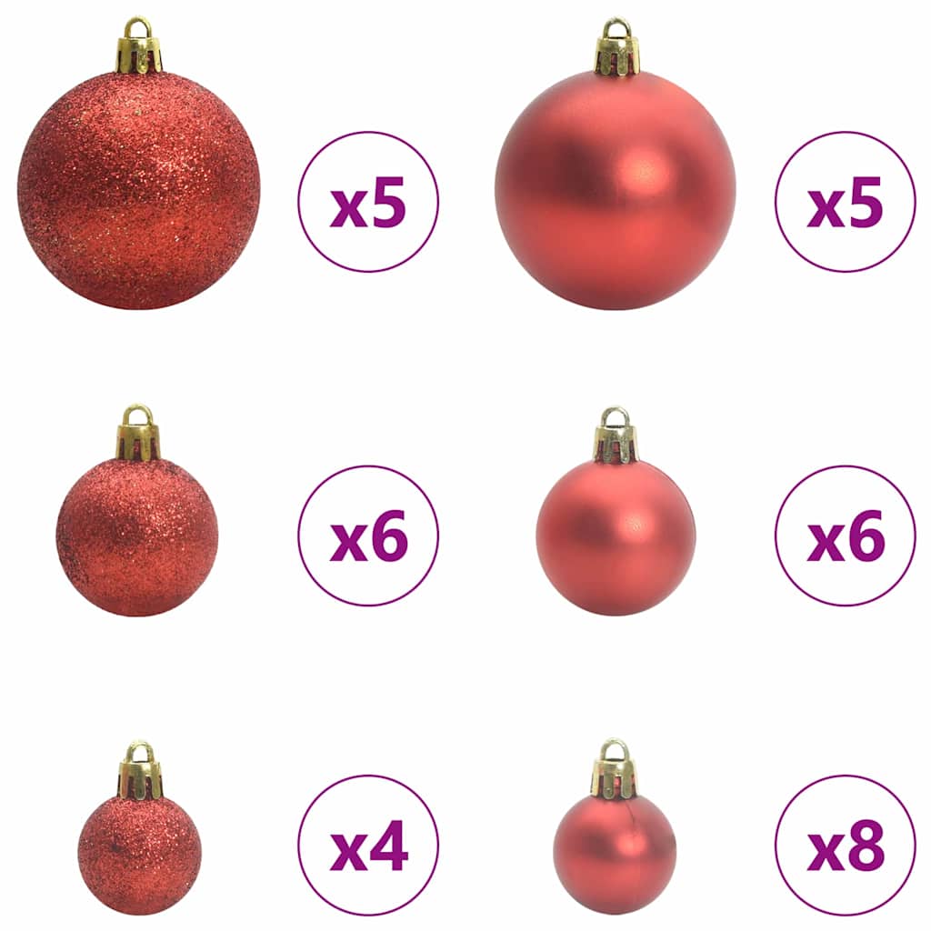 Christmas Ornament Set with 150 LEDs 61 Pcs Red Plastic