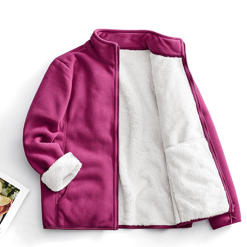 Boys and Women's Double-Sided Coral Fleece Jacket - Warm, Thickened Autumn/Winter Cardigan for Outdoor Use