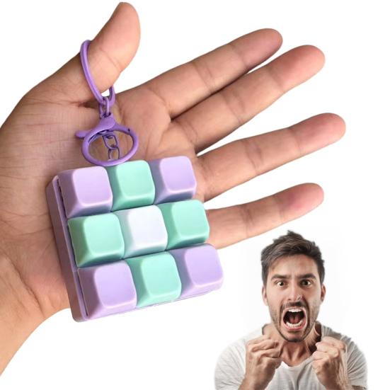 9-Keys Fidget Keyboard Keychain Stress Anxiety Relief Keyboard Clicker Keychain Portable Decompression Button Sensory