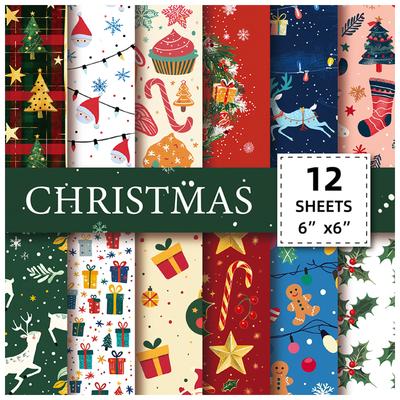 12 listů/balení 24 let vánoční téma materiálový papír, dárkový květinový potisk pozadí dekorativní papír DIY kouzli a vyřež materiál pro ruční účet