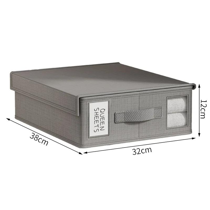 Sheet  Storage Box Organizer Thickened Fabric Folding Window Zipper Blanket Organizer Wardrobe Bed Clothes Storage with Lid