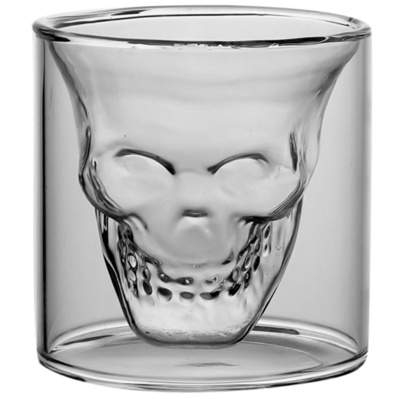 

1 pcs. 95ml Multiple Capacity Double Skull Transparent Coffee Cup Glass Crystal Vodka Glass Bar Club Beer Wine Glass | Engraving