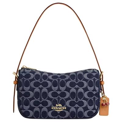 Kailey 23 Presbiopia Logo Metallico Integrale Chiusura con Cerniera Borsa a Spalla in Tessuto Media Donna Blu Denim