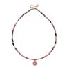 Elegant Bohemian Red Veined Stone Beaded Necklace with High-End Stainless Steel Clavicle Chain for Women