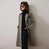 Women's Winter Striped Lapel Mid-Length Coat