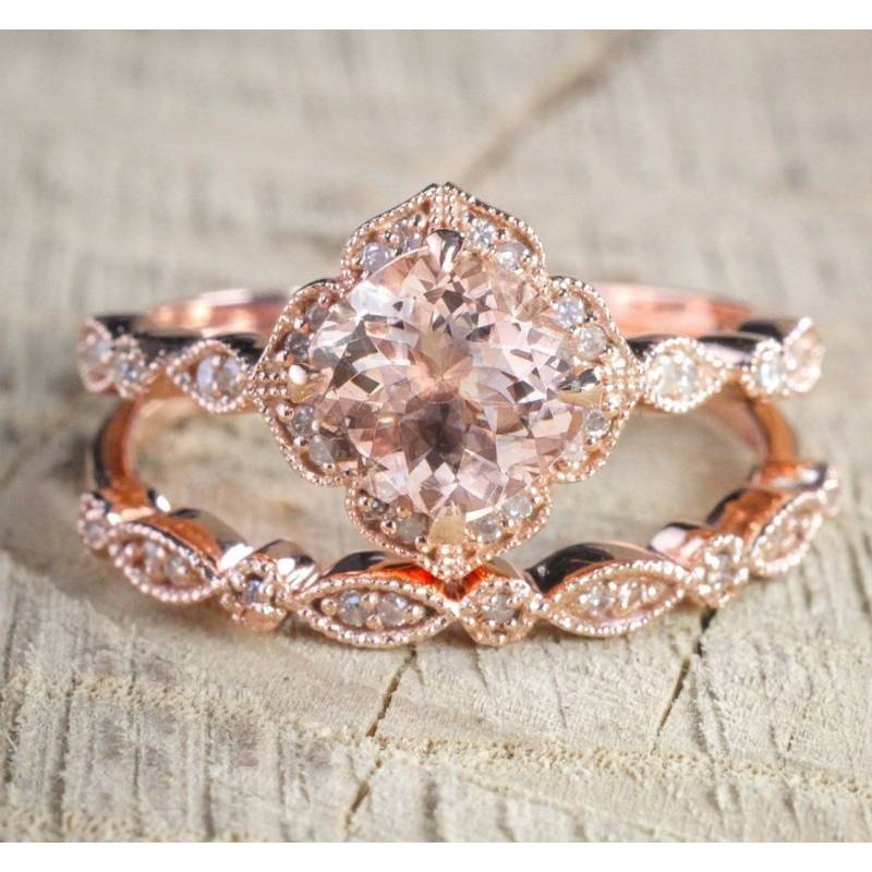 Charm Zircon Oval Crystal Bride Ring Rose Gold Plated Rhinestone Ring Wedding