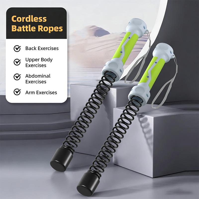 3-in-1 No Rope Battling Rope & Flexi-Bar Fitness Set, Home Workout Arm Strength Training Equipment