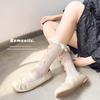 Ladies Summer Thin Sweet Bow Hollow Lace Lace Mid Tube Pile Socks