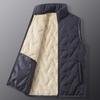 Męskie zimowe jednokolorowe ciepłe kamizelki ze stójką bez rękawów prostokątne wytłoczone kieszenie zapinana na zamek plisa jednokolorowa kamizelka casualowa