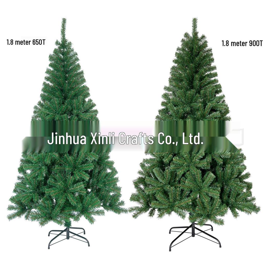 1.8m/2.1m Encrypted PVC Christmas Tree with Ornaments - Green Holiday Decoration Item