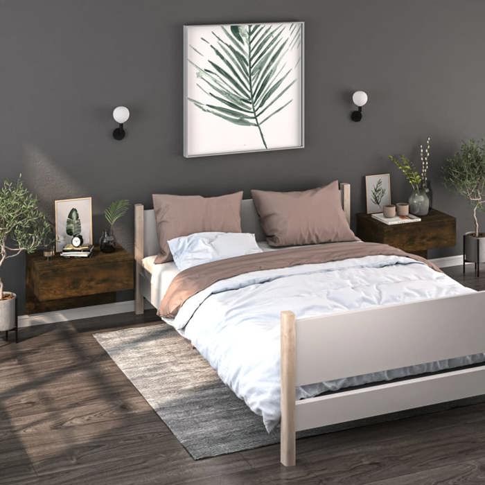 VidaXL Wall-mounted Bedside Table Smoked Oak 816940
