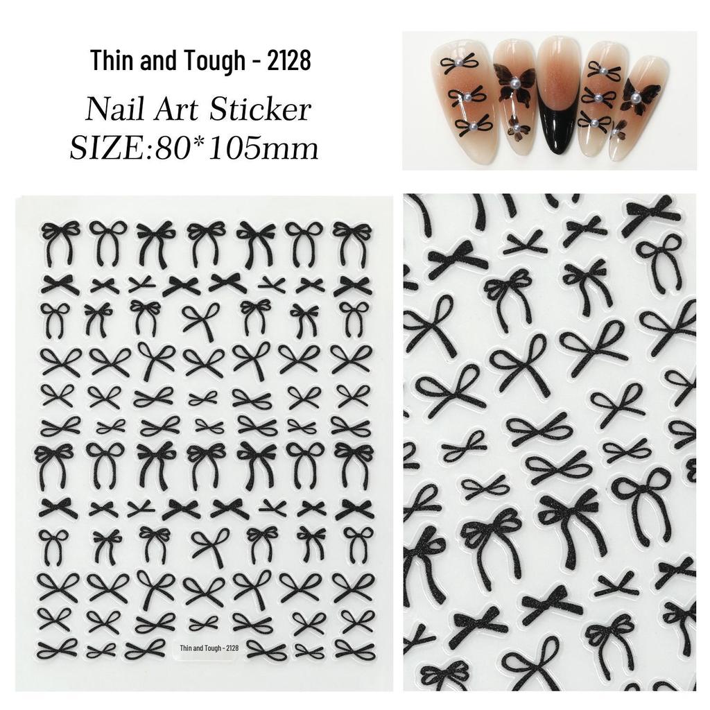 Versatile Ribbon Bow Nail Stickers - Thin, Tough, Flat Back Adhesive for DIY Nail Art Ornaments
