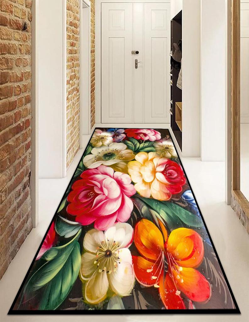 EPeddler Home Dekoratif Çiçekler Desen Dijital Baskı Yıkanabilir Kaymaz Dot Taban Yeni Nesil Mutfak, Yatak Odası, Salon Halısı ve Yolluk