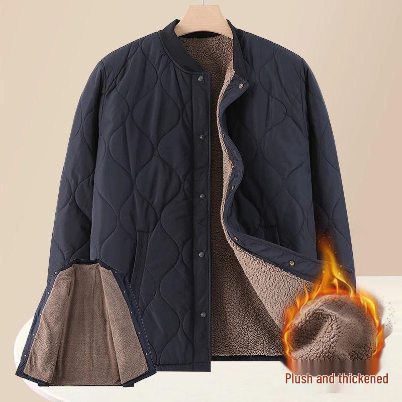 Woodpecker Men's Warm Plus Velvet Thickened Winter Jacket for Middle-Aged and Elderly